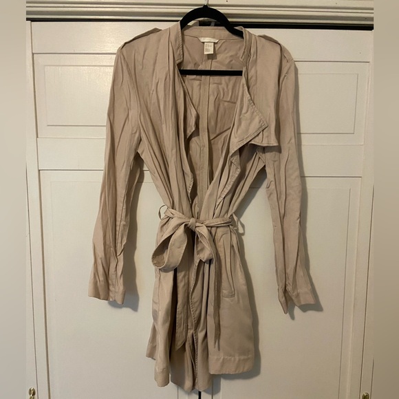H&M Tan Belted Drapey Trench Coat - Picture 1 of 5